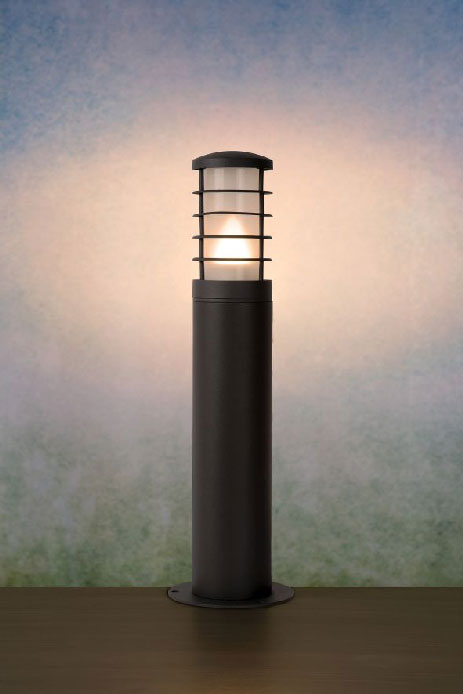 Lucide SOLID - Outdoor Bollard Lamp - Anthrasite Grey - E27 - 1 x  60W max.(excl.)